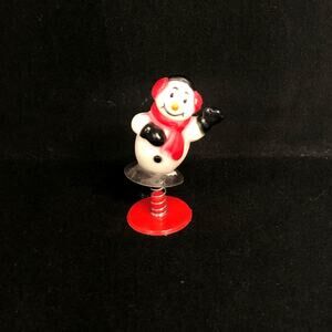 vintage christmas snowman suction cup jump toy holiday collectible ear muffs 2.5